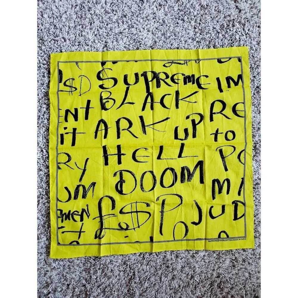 Supreme Fluorescent Yellow Black Arc Bandana